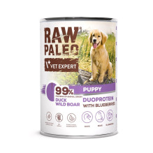 VETEXPERT Raw Paleo Duoprotein Anties ir šerno šuniukų šlapias šunų ėdalas - 400 g