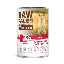 VETEXPERT Raw Paleo Duoprotein jautienos ir triušio suaugusių šunų šlapias ėdalas - 400 g