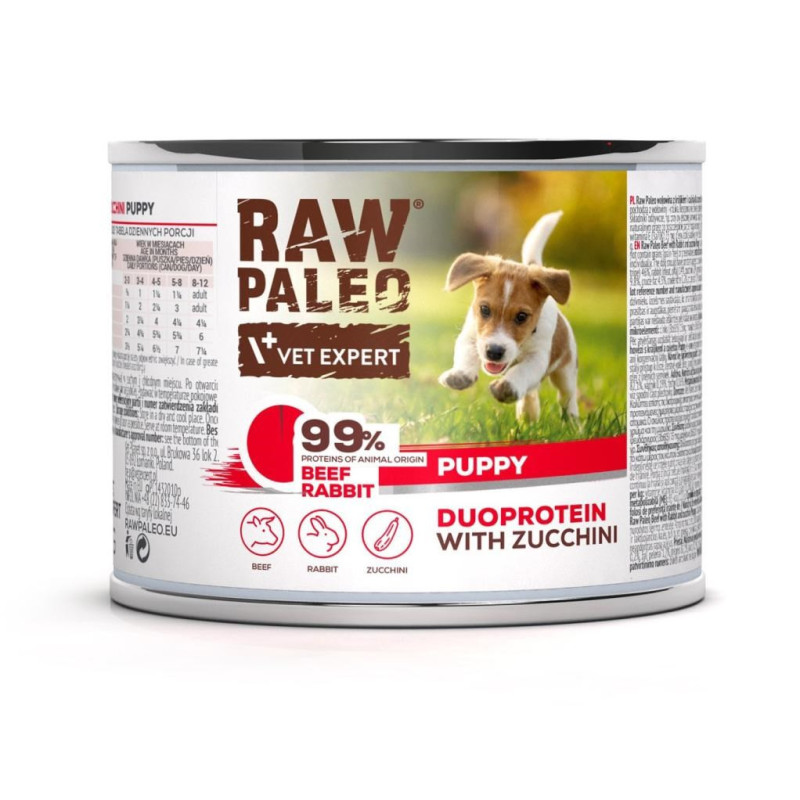VETEXPERT Raw Paleo Duoprotein jautienos ir triušio šuniukų šlapias ėdalas - 200 g