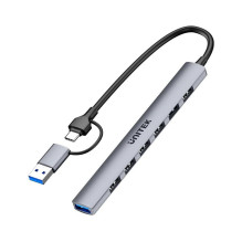 „Unitek H1209AGY01“ USB-A 5 Gbps 7in1 USB šakotuvas „Unitek H1209AGY01“ USB-A 5 Gbps 7in1 USB šakotuvas