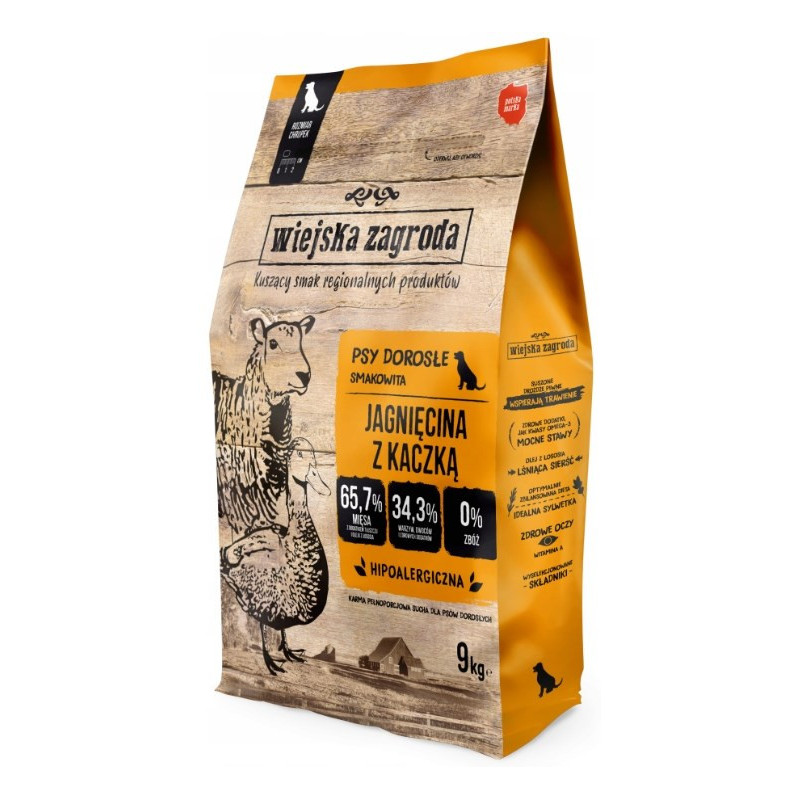 WIEJSKA ZAGRODA Adult Small Lamb with Duck - dry dog food - 9kg