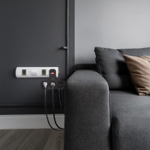 Maclean Current Socket, Quadruple with Switch, Stabilizing Foot, Type E, 2x2.5A, 2x16A, MCE224 E / B