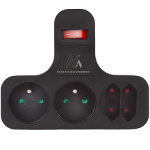 Maclean Current Socket, Quadruple with Switch, Stabilizing Foot, Type E, 2x2.5A, 2x16A, MCE224 E / B