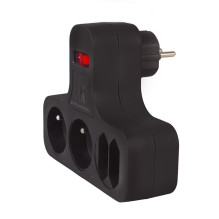 Maclean Current Socket, Quadruple with Switch, Stabilizing Foot, Type E, 2x2.5A, 2x16A, MCE224 E / B