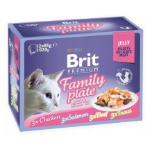 BRIT Premium Family Plate filė želė mišinyje - šlapias katėms skirtas ėdalas - 12 x 85 g