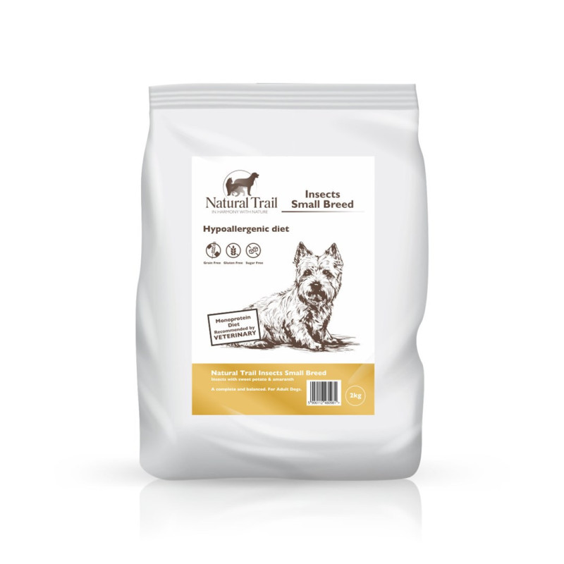 NATURAL TRAIL vabzdžių mažų veislių hipoalerginis maistas - sausas šunų maistas - 2 kg