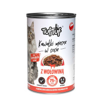 TUF TUF Mėsos gabaliukai padaže su jautiena - šlapias kačių ėdalas - 415 g TUF TUF Mėsos gabaliukai padaže su jautiena - šlapias kačių ėdalas - 415 g