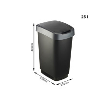 ROTHO Twist Silver - trash bin - 25l ROTHO Twist Silver - trash bin - 25l