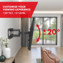 Maclean TV Mount, max VESA 600x400, 32-85", 60kg, horizontal and vertical angle adjustment, profile 65-390mm, black Maclean TV Mount, max VESA 600x400, 32-85", 60kg, horizontal and vertical angle adjustment, profile 65-390mm, black