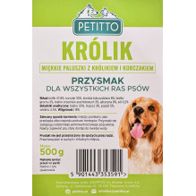 PETITTO Soft rabbit fingers - dog treat - 500g PETITTO Soft rabbit fingers - dog treat - 500g