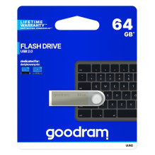 „Goodram UUN2 USB 2.0“ USB atmintinė 64 GB USB A tipo sidabrinė „Goodram UUN2 USB 2.0“ USB atmintinė 64 GB USB A tipo sidabrinė