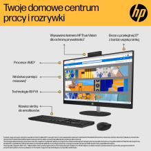 HP 27-cr0222nw AMD Ryzen™ 7 7730U 68.6 cm (27") 1920 x 1080 px All-in-One PC 16 GB DDR4-SDRAM 512 GB SSD Windows 11