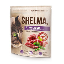 SHELMA sterilizuotas sausas kačių ėdalas su jautiena, 750 g