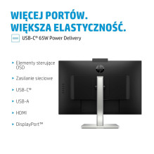 HP E serijos E27m G4 QHD USB-C konferencijų monitorius