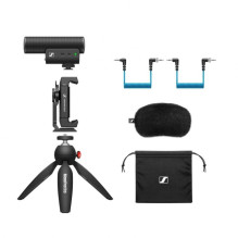 „Sennheiser MKE 400 Mobile Kit“ – kondensatorinis superkardioidinis mikrofonas su žemo dažnio filtru ir „Manfrotto“ trik „Sennheiser MKE 400 Mobile Kit“ – kondensatorinis superkardioidinis mikrofonas su žemo dažnio filtru ir „Manfrotto“ trik