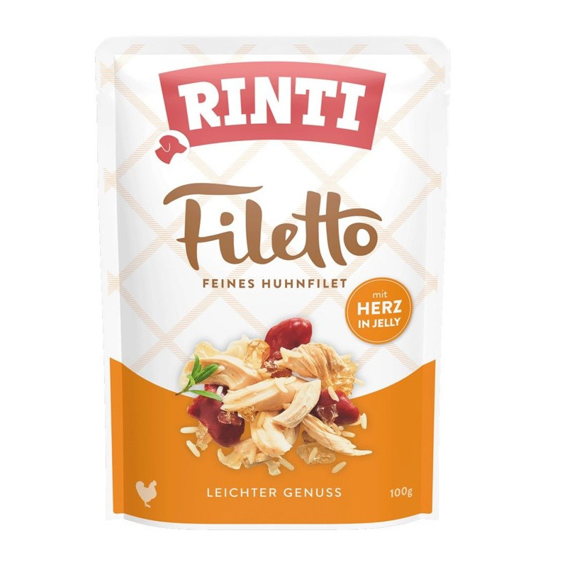 RINTI Filetto vištienos filė su širdelėmis - šlapias šunų ėdalas - 100 g