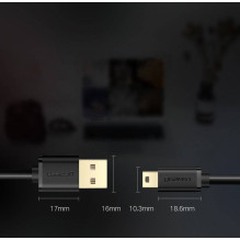 Ugreen USB kabelis - mini USB 480 Mbps 2m US132 (juodas)