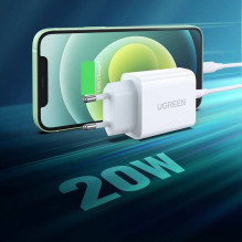 „Ugreen“ USB „Power Delivery 3.0 Quick Charge 4.0+“ 20 W 3 A tinklo įkroviklis (baltas) „Ugreen“ USB „Power Delivery 3.0 Quick Charge 4.0+“ 20 W 3 A tinklo įkroviklis (baltas)