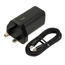 iBOX C-65 juodas, GaN 65W universalus įkroviklis, JK kištukas iBOX C-65 juodas, GaN 65W universalus įkroviklis, JK kištukas