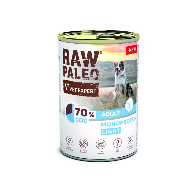 VETEXPERT Raw Paleo Cod Light Monoprotein - šlapias šunų ėdalas - 400 g