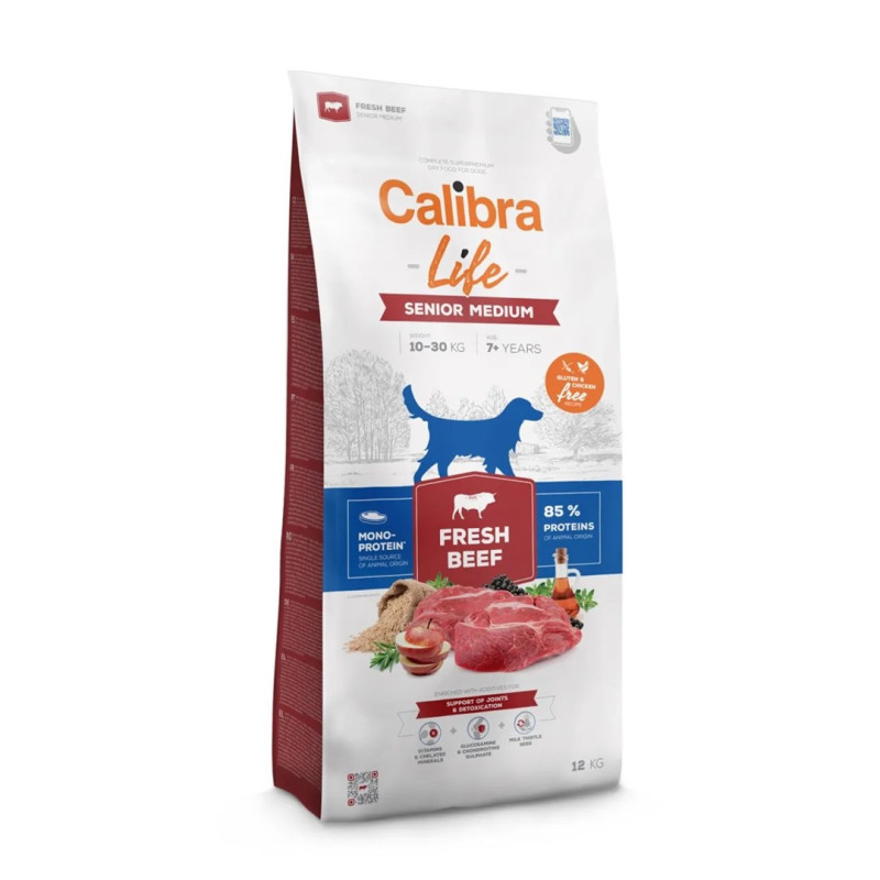CALIBRA Life sausas šunų ėdalas senjorams su šviežia jautiena, 12 kg