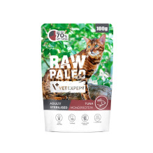 VETEXPERT Raw Paleo suaugusių sterilizuotų tunų šlapias kačių ėdalas - 100 g