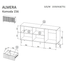 Cama Komoda 1 ALMERA 156x42x75 riešutmedžio / kašmyro spalvos Cama Komoda 1 ALMERA 156x42x75 riešutmedžio / kašmyro spalvos