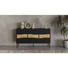 Cama INSERTO 3D komoda 143,5x40x80 juoda + LED Cama INSERTO 3D komoda 143,5x40x80 juoda + LED