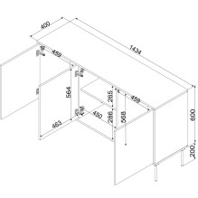 Cama INSERTO 3D chest of drawers 143.5x40x80 black + LED Cama INSERTO 3D chest of drawers 143.5x40x80 black + LED