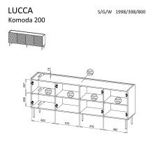 Cama LUCCA 4D chest of drawers 200x40x80 cashmere Cama LUCCA 4D chest of drawers 200x40x80 cashmere