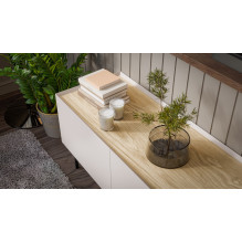 Cama FELLINI TV cabinet 150x40x52 cashmere + oiled oak top Cama FELLINI TV cabinet 150x40x52 cashmere + oiled oak top