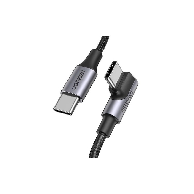 Ugreen US334 70643 USB-C (kampinis) / USB-C (tiesus) 100W PD 1m laidas - juodas