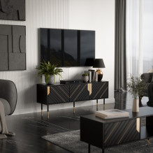 Cama 3D MOUNTAIN TV cabinet 154x40x55 black + gold Cama 3D MOUNTAIN TV cabinet 154x40x55 black + gold