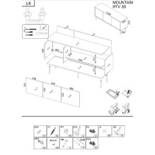 Cama 3D MOUNTAIN TV cabinet 154x40x55 black + gold Cama 3D MOUNTAIN TV cabinet 154x40x55 black + gold