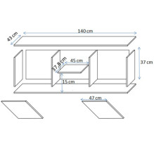 Cama SOHO TV spintelė 140x43x37 kašmyro + juodos spalvos Cama SOHO TV spintelė 140x43x37 kašmyro + juodos spalvos