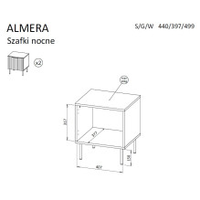 Cama Bedside cabinet, 2 pcs. ALMERA 50x42x44 walnut / cashmere
