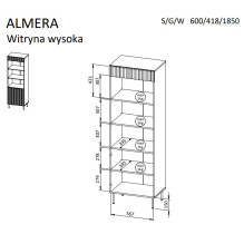 Cama 3 ALMERA bookcase 60x42x185 walnut / cashmere Cama 3 ALMERA bookcase 60x42x185 walnut / cashmere