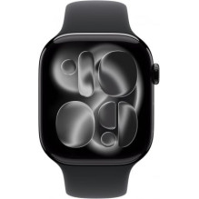 „Apple Watch Series 11“ 46 mm juodos spalvos / juodas sportinis dirželis – M / L