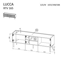 Cama LUCCA 3D TV spintelė 165x40x59 balta