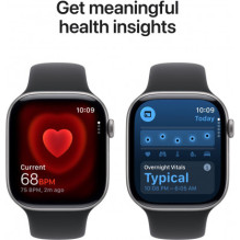 „Apple Watch Series 11“ 46 mm kosminės pilkos / juodos spalvos sportinis dirželis – M / L