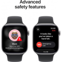 „Apple Watch Series 11“ 46 mm kosminės pilkos / juodos spalvos sportinis dirželis – M / L