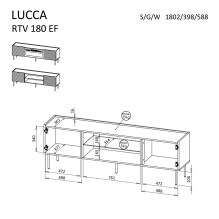 Cama EF LUCCA TV spintelė 180x40x59 juoda