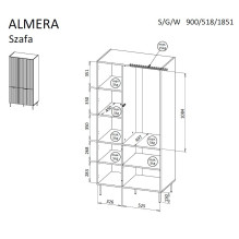 Cama 5 ALMERA wardrobe 90x52x185 walnut / cashmere Cama 5 ALMERA wardrobe 90x52x185 walnut / cashmere