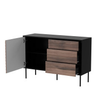 Cama CORTINA 1D3S chest of drawers 120x40x81 black / walnut Cama CORTINA 1D3S chest of drawers 120x40x81 black / walnut