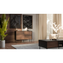 Cama CORTINA 1D3S chest of drawers 120x40x81 black / walnut Cama CORTINA 1D3S chest of drawers 120x40x81 black / walnut