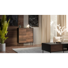 Cama 4D CORTINA komoda 102x40x118 juoda / riešutmedžio spalva Cama 4D CORTINA komoda 102x40x118 juoda / riešutmedžio spalva