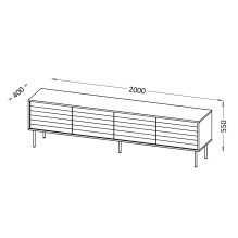 Cama CORTINA 4D TV spintelė 200x40x55 juoda