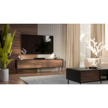 Cama CORTINA 4D TV spintelė 200x40x55 juoda / riešutmedžio spalvos