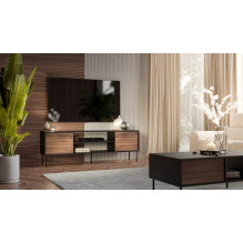 Cama EF CORTINA TV spintelė 180x40x60 juoda / riešutmedžio spalva