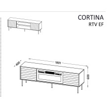 Cama EF CORTINA TV spintelė 180x40x60 juoda / riešutmedžio spalva